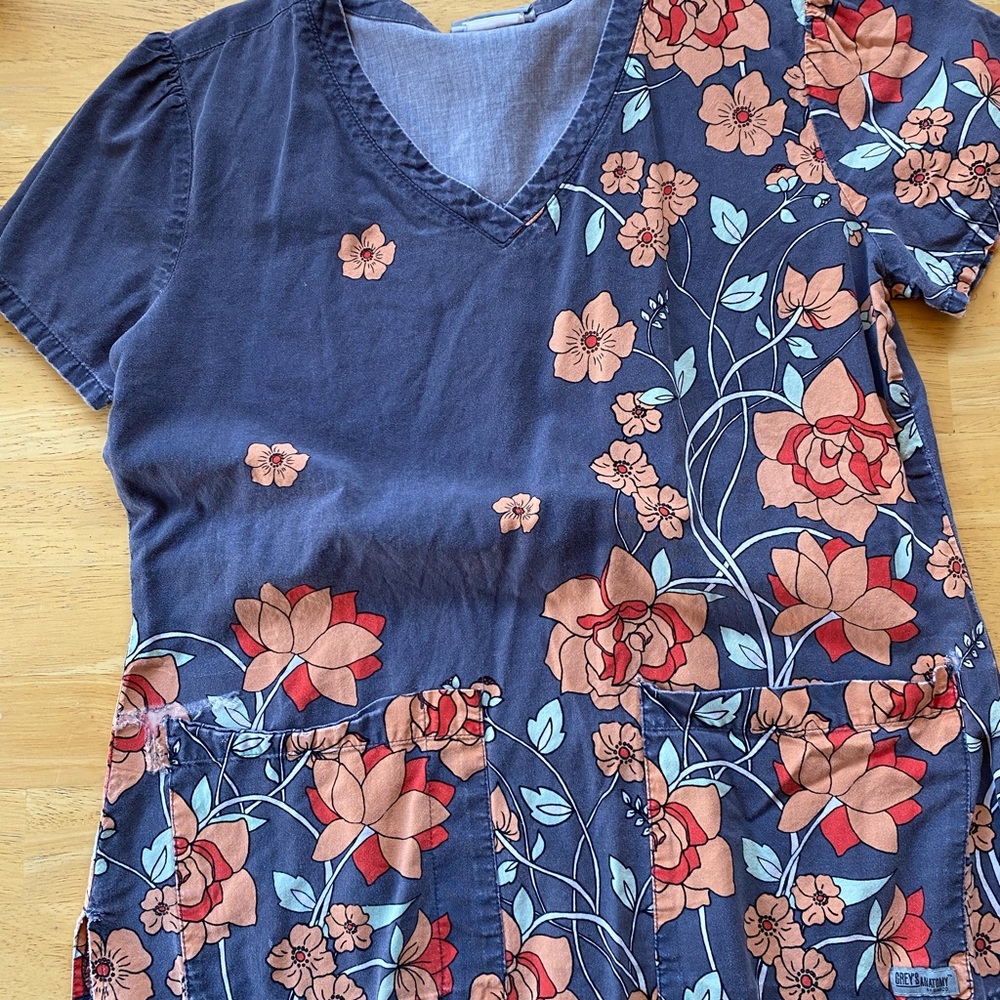 Well worn but pretty scrub top